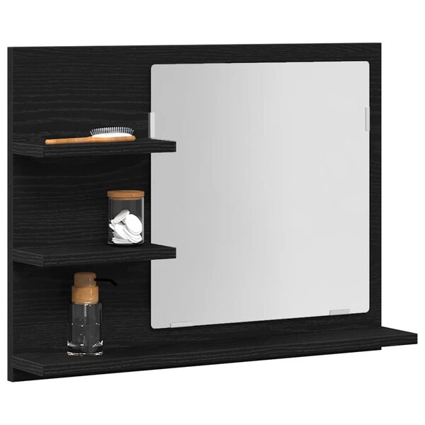 vidaXL Espejo de baño de madera de roble negro 60x10,5x45 cm