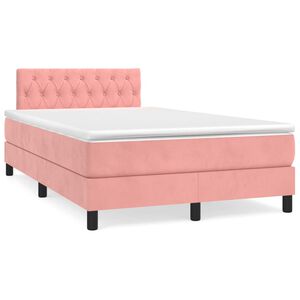 vidaXL Cama box spring con colch&oacute;n terciopelo rosa 120x200 cm