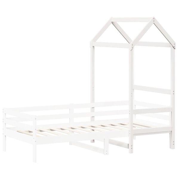 vidaXL Techo de cama infantil madera maciza blanco 118x70x176,5 cm