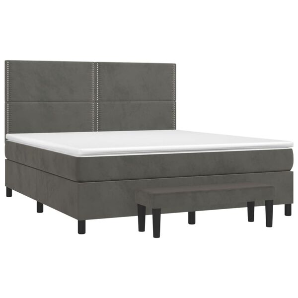 vidaXL Cama box spring con colch&oacute;n terciopelo gris oscuro 160x200 cm