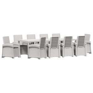 vidaXL Conjunto de Comedor de Jard&iacute;n 11 uds. Blanco y Antracita PP