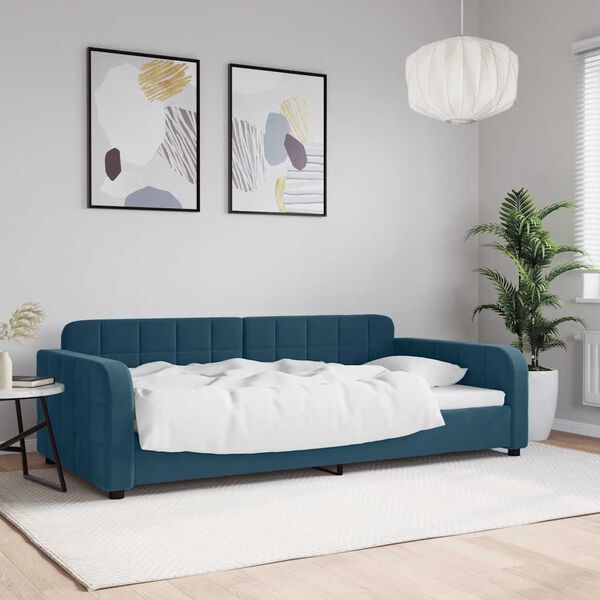 vidaXL Sof&aacute; cama sin colch&oacute;n terciopelo azul 100x200 cm