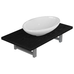 vidaXL Conjunto de muebles de ba&ntilde;o 2 piezas cer&aacute;mica negro