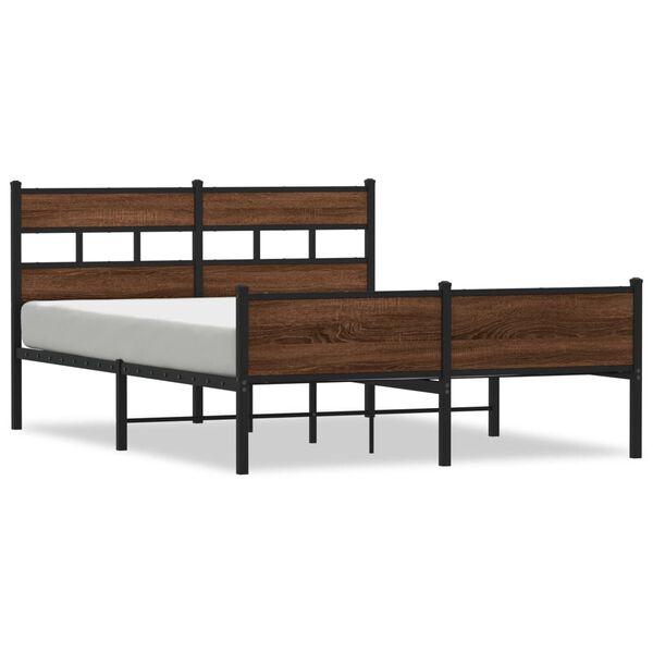 vidaXL Estructura de cama sin colch&oacute;n madera marr&oacute;n roble 150x200 cm