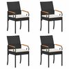 vidaXL Sillas de jard&iacute;n 4 uds. Negro y Blanco Crema Polirat&aacute;n y Acacia
