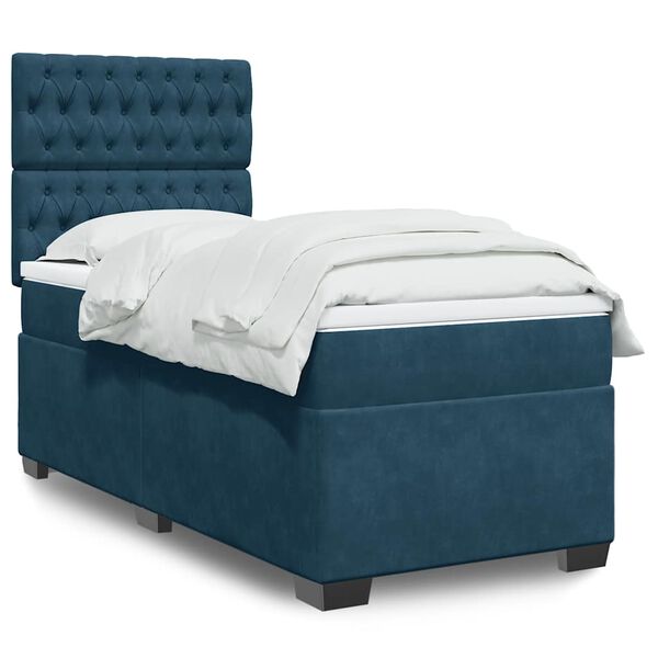 vidaXL Cama box spring con colch&oacute;n terciopelo azul 90x190 cm