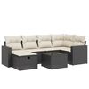 vidaXL Set de comedor de jard&iacute;n 7 pzas y cojines rat&aacute;n sint&eacute;tico negro