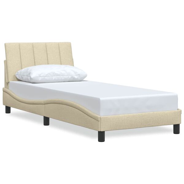 vidaXL Estructura de cama sin colch&oacute;n Hanko tela crema 90x190 cm