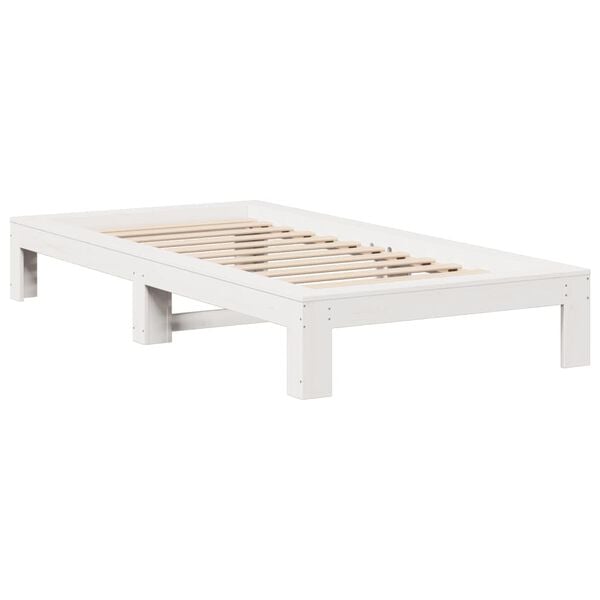 vidaXL Estructura de cama sin colch&oacute;n madera de pino blanca 90x200 cm