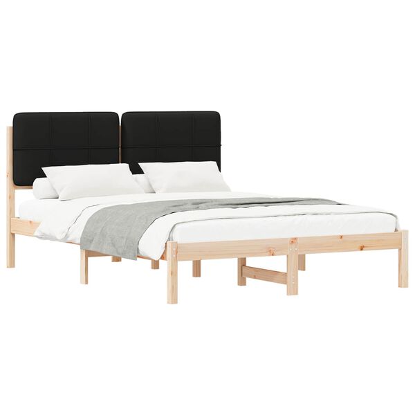 vidaXL Estructura de Cama con Cabecera Tapizada Negro 140 x 190 cm