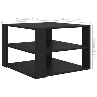 vidaXL Mesa de centro madera contrachapada negro 60x60x40 cm