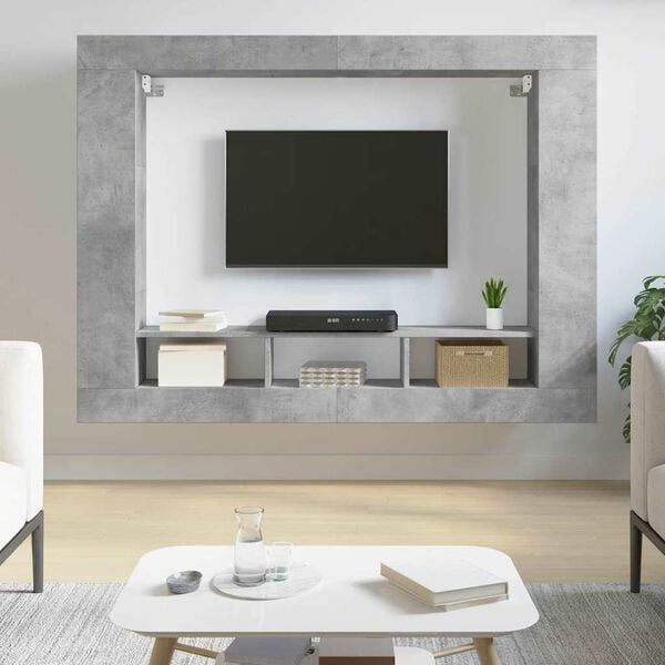 vidaXL Mueble para TV madera de ingenier&iacute;a gris hormig&oacute;n 152x22x113 cm