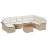 vidaXL Conjunto de sof&aacute;s de jard&iacute;n 9 uds. Beige rat&aacute;n sint&eacute;tico