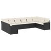 vidaXL Set de sof&aacute;s de jard&iacute;n 10 pzas cojines rat&aacute;n sint&eacute;tico negro