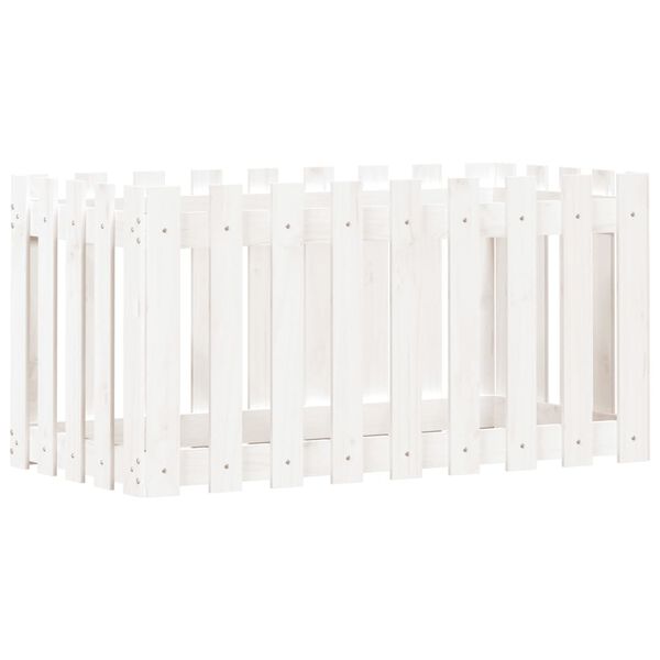 vidaXL Arriate elevado jardín con valla madera pino blanco 100x50x50cm