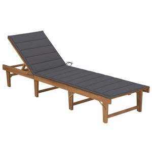 vidaXL Tumbona plegable con coj&iacute;n madera maciza de acacia