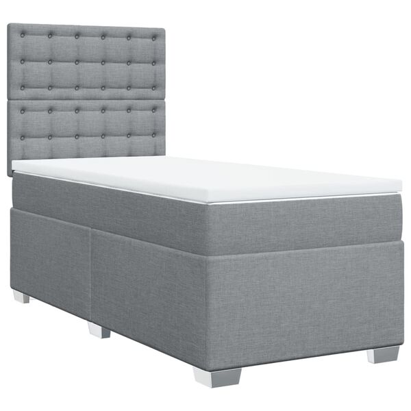 vidaXL Cama box spring con colch&oacute;n tela gris claro 100x200 cm