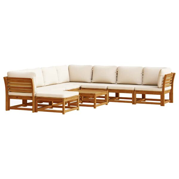 vidaXL Juego de muebles jard&iacute;n 9 pzas con cojines madera maciza acacia