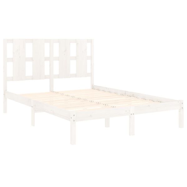 vidaXL Estructura de cama doble pequeña madera maciza blanca 120x190cm