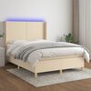 vidaXL Cama box spring colch&oacute;n y luces LED tela crema 140x200 cm