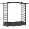 vidaXL Cama elevada con trellis y techo Marr&oacute;n 169 x 40 x 125 cm PP