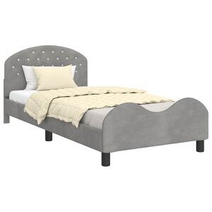 vidaXL Cama para ni&ntilde;os con cabecero Gris Claro 80 x 200 cm Terciopelo