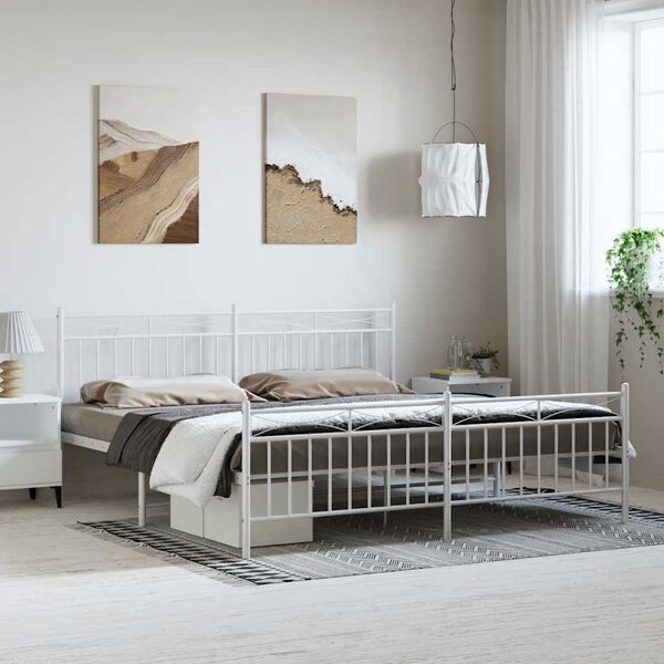 vidaXL Estructura cama sin colch&oacute;n con estribo metal blanco 193x203 cm