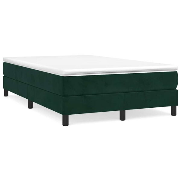 vidaXL Cama box spring con colch&oacute;n terciopelo verde oscuro 120x190 cm