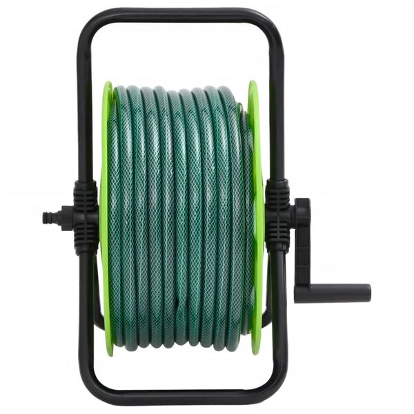 vidaXL Carrete de rollo para manguera de pie PVC verde 30 m