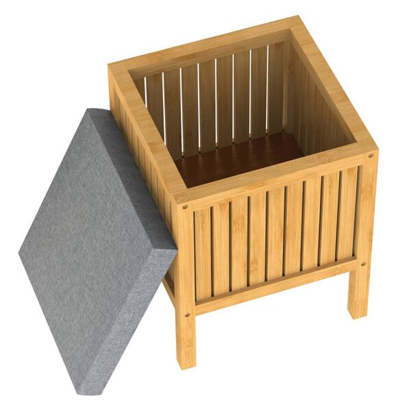 EISL Cesto lavandería 2-en-1 asiento amortiguador bambú 39x39x52,5 cm