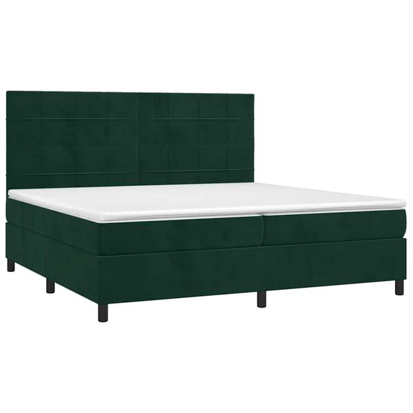 vidaXL Cama box spring con colch&oacute;n terciopelo verde oscuro 200x200 cm