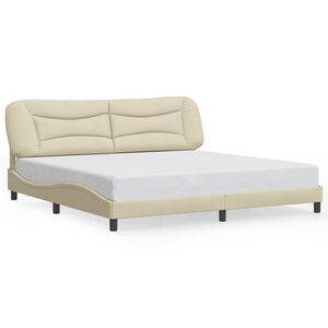 vidaXL Estructura de cama sin colch&oacute;n Hvar tela color crema 200x200 cm