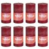 Bolsius Velas r&uacute;sticas Shine 8 unidades rojo terciopelo 100x50 mm