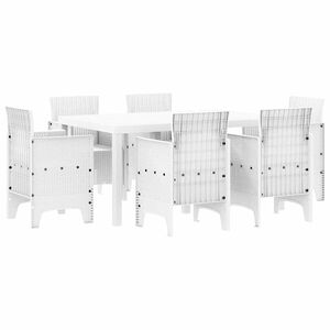 vidaXL Conjunto de Comedor de Jard&iacute;n 7 uds. Blanco Ratan Polt