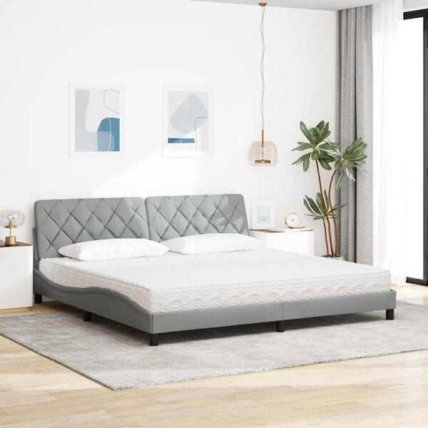 vidaXL Cama con colch&oacute;n tela gris claro 200x200 cm