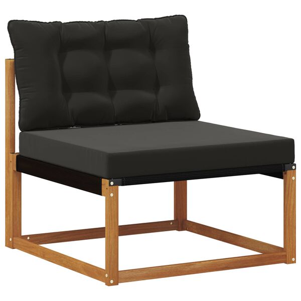 vidaXL Conjunto de sof&aacute;s de exterior con coj&iacute;n 4 pcs Natural y negro