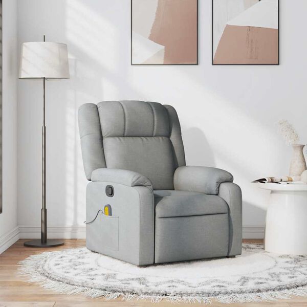 vidaXL Sillón reclinable de masaje de tela gris claro
