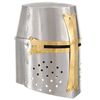vidaXL R&eacute;plica casco de caballero cruzado medieval LARP acero plateado
