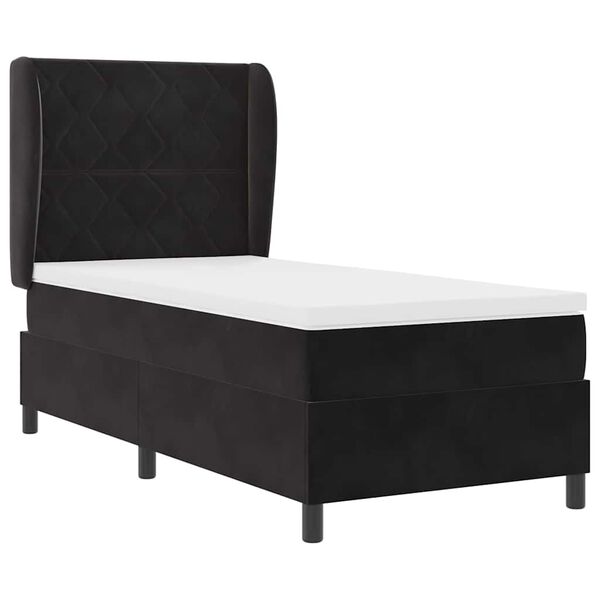 vidaXL Cama tipo Box Spring con colch&oacute;n Negro 200 x 90 cm Poli&eacute;ster