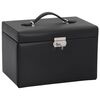 vidaXL Joyero de 3 niveles con espejo y cerradura negro 26x18x17,5 cm