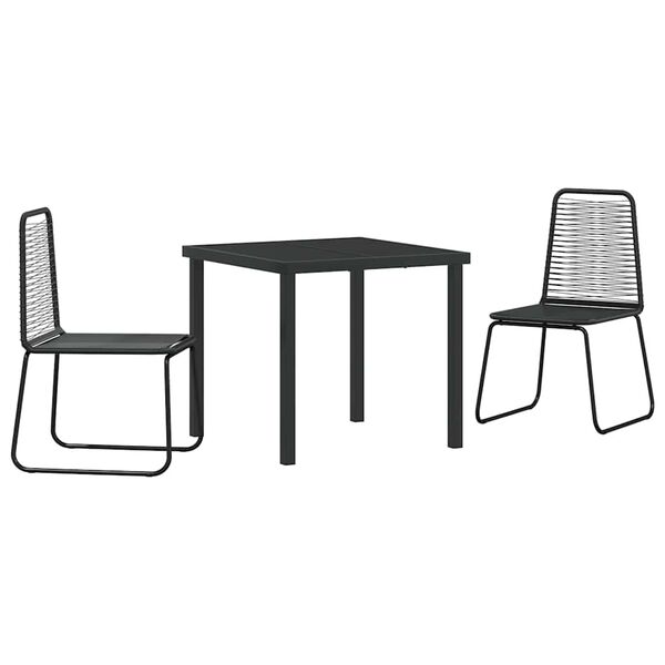 vidaXL Conjunto de Comedor de Jard&iacute;n 3 pcs Negro
