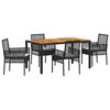 vidaXL Conjunto de Comedor de Jard&iacute;n 5 uds. Negro rat&aacute;n sint&eacute;tico