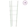 vidaXL Soportes plantas jard&iacute;n con 4 anillas 5 uds acero verde 90 cm