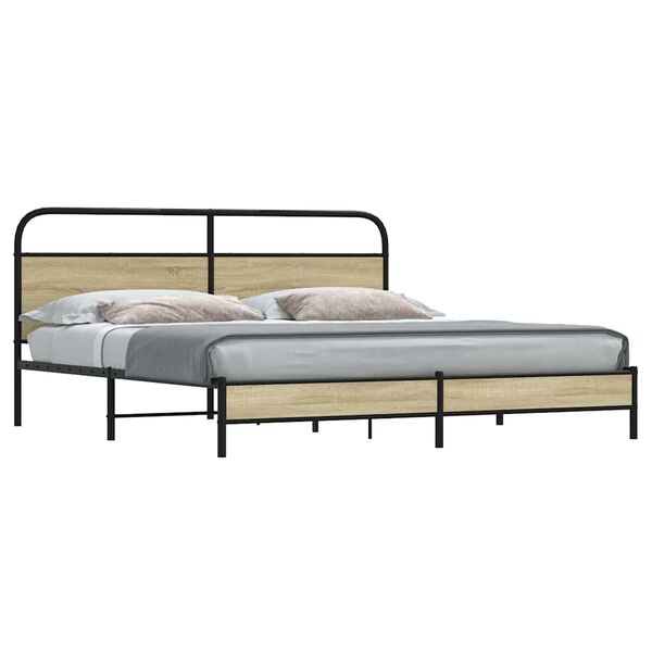 vidaXL Estructura de cama sin colchón metal roble Sonoma 183x213 cm