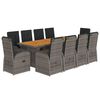 vidaXL Set de comedor de jard&iacute;n 11 pzas y cojines rat&aacute;n sint&eacute;tico gris