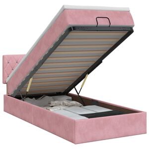 vidaXL Cama otomana con colch&oacute;n Rosa 80 x 200 cm Terciopelo