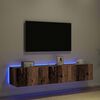 vidaXL Mueble de TV Montado en la Pared 2 pcs Madera Vieja