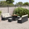 vidaXL Conjunto de sof&aacute;s de jard&iacute;n 9 pcs Negro rat&aacute;n sint&eacute;tico