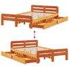 vidaXL Estructura de cama sin colch&oacute;n madera maciza marr&oacute;n 135x190 cm