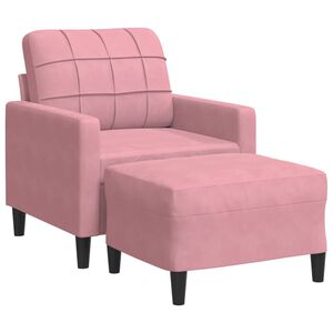 vidaXL Sill&oacute;n con taburete terciopelo rosa 60 cm